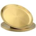 thumbnail image 1 of KOHAND 4 Pack 12 inch Gold Stainless Steel Plates, Round Metal Dinner Plates, Stainless Steel Serving Tray for Home, Camping, 1 of 5