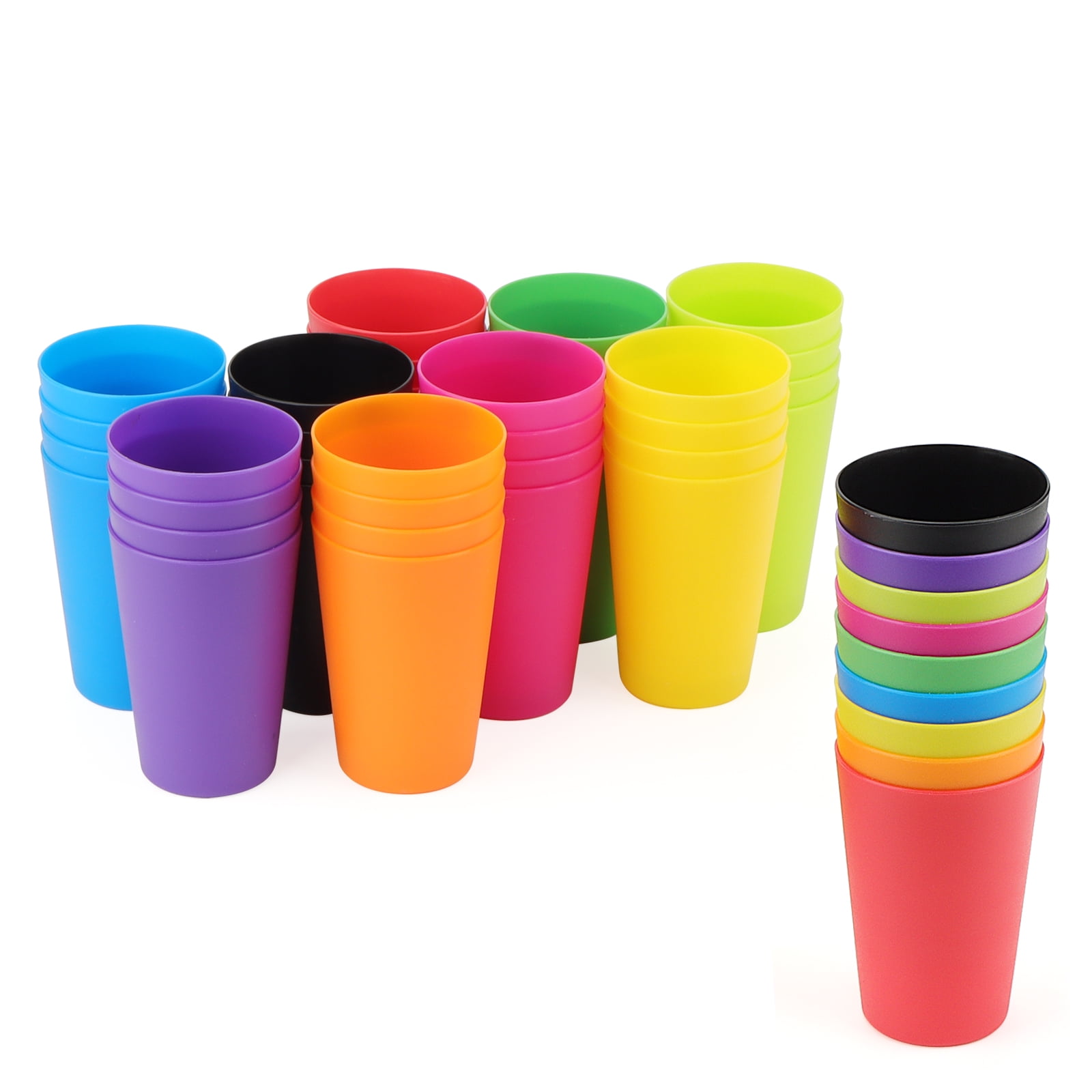 KOHAND 45Pcs Colorful Plastic Cups, 260ml/8.8oz Rainbow Plastic Drinking Cups for Home, Party