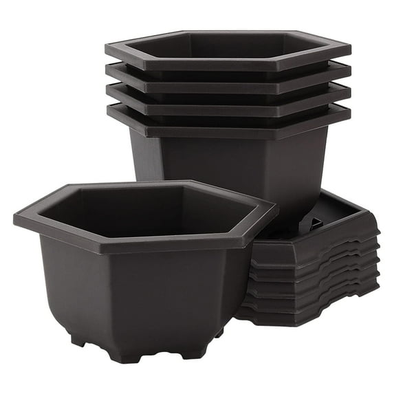 KOHAND 5 Pack 7.4 inch Hexagonal Bonsai Training Pot, Built in Mesh Plastic Bonsai Planter with Tray for Garden, Purple Sand