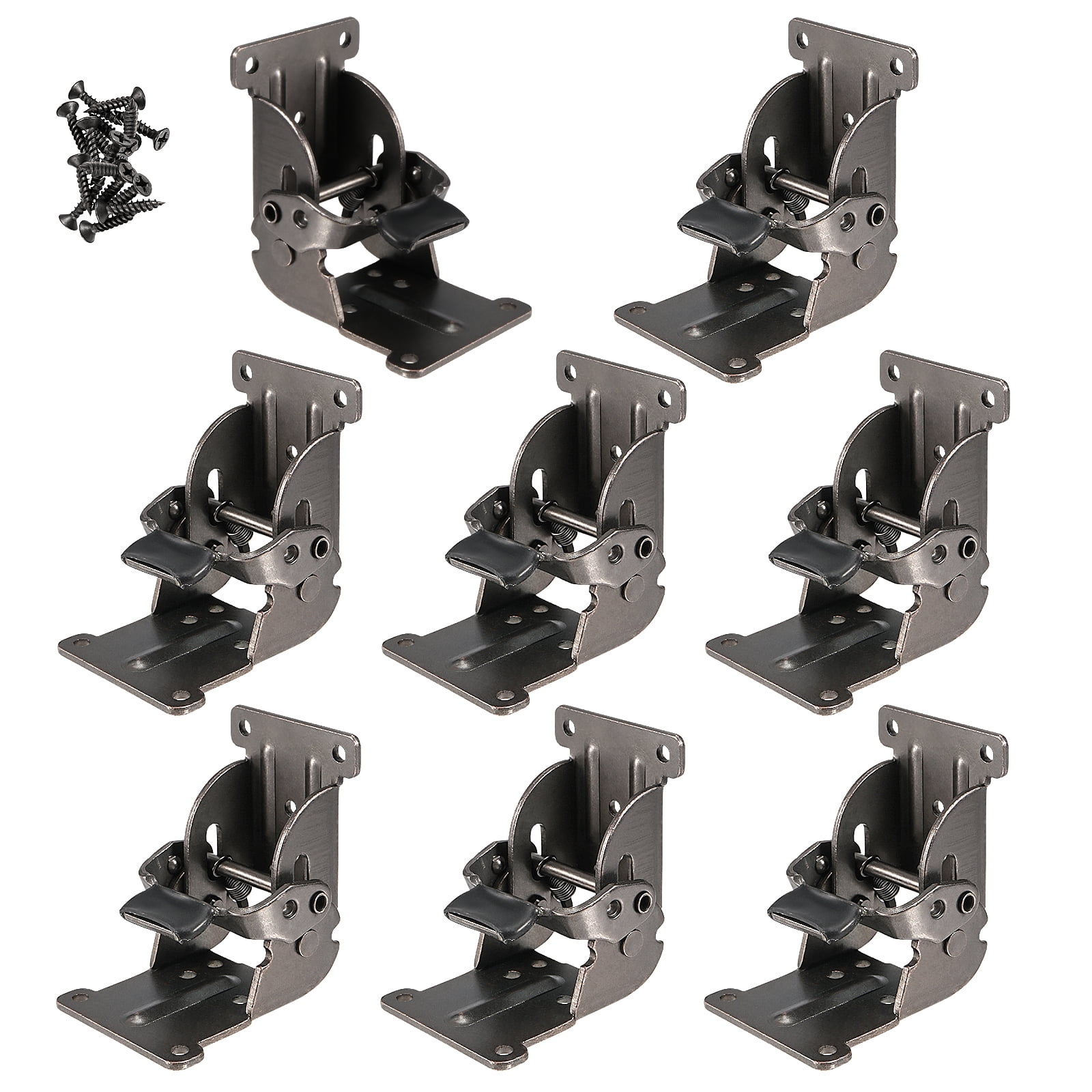 KOHAND 8 Pack Foldable Self Lock Hinges with Screws, Folding Brackets Table  Leg Support Bracket, Black