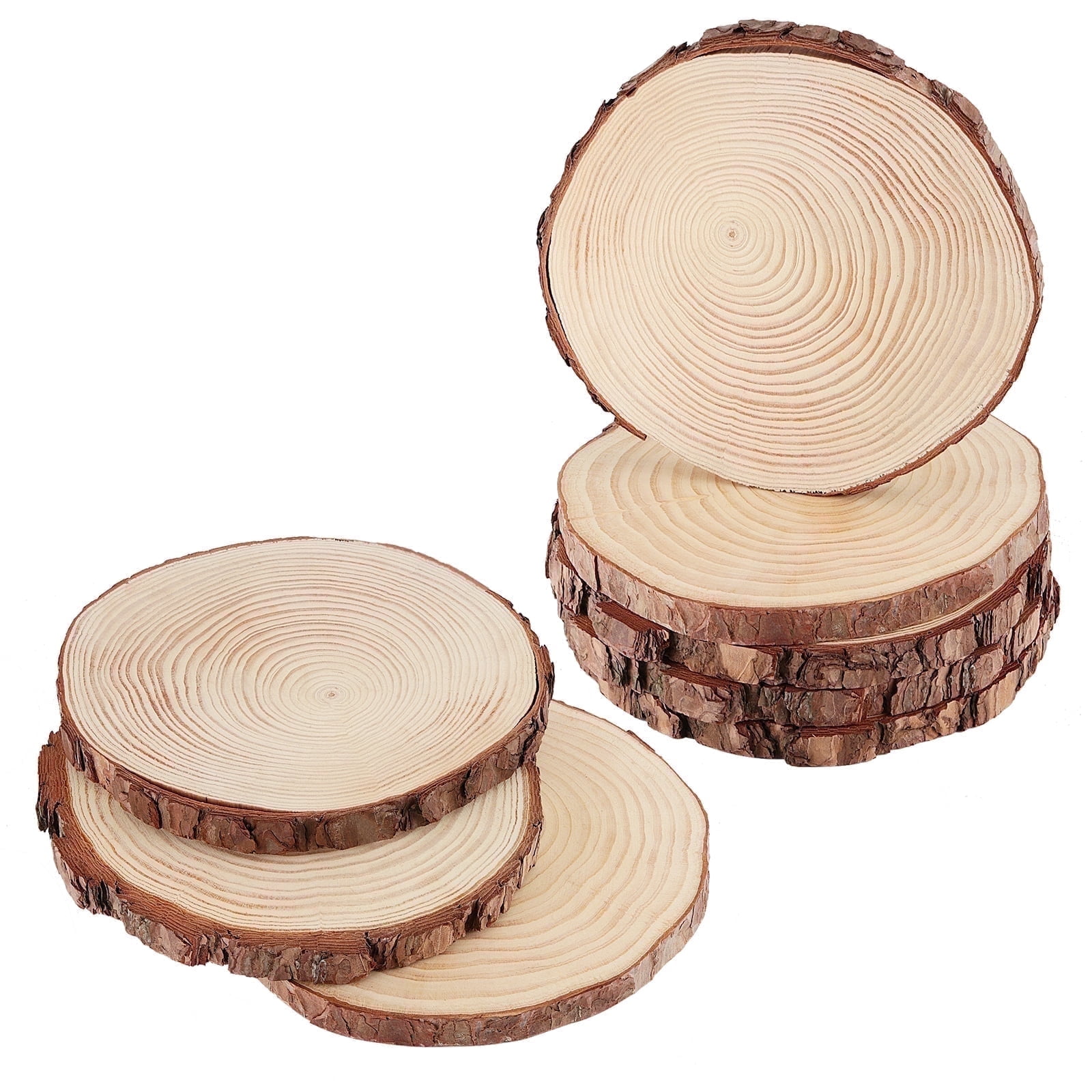 KOHAND 8 Pcs 8-9 inch Natural Wood Slices, Unfinished Wood Circle Craft Kit, Wooden Log Discs for DIY Crafts