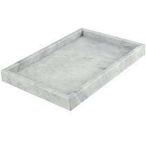 KOHAND 9.8 x 5.9 x 1.2 inches Rectangular Marble Tray, Natural Marble Tray for Bathroom, Toiletries, Cloud Grey