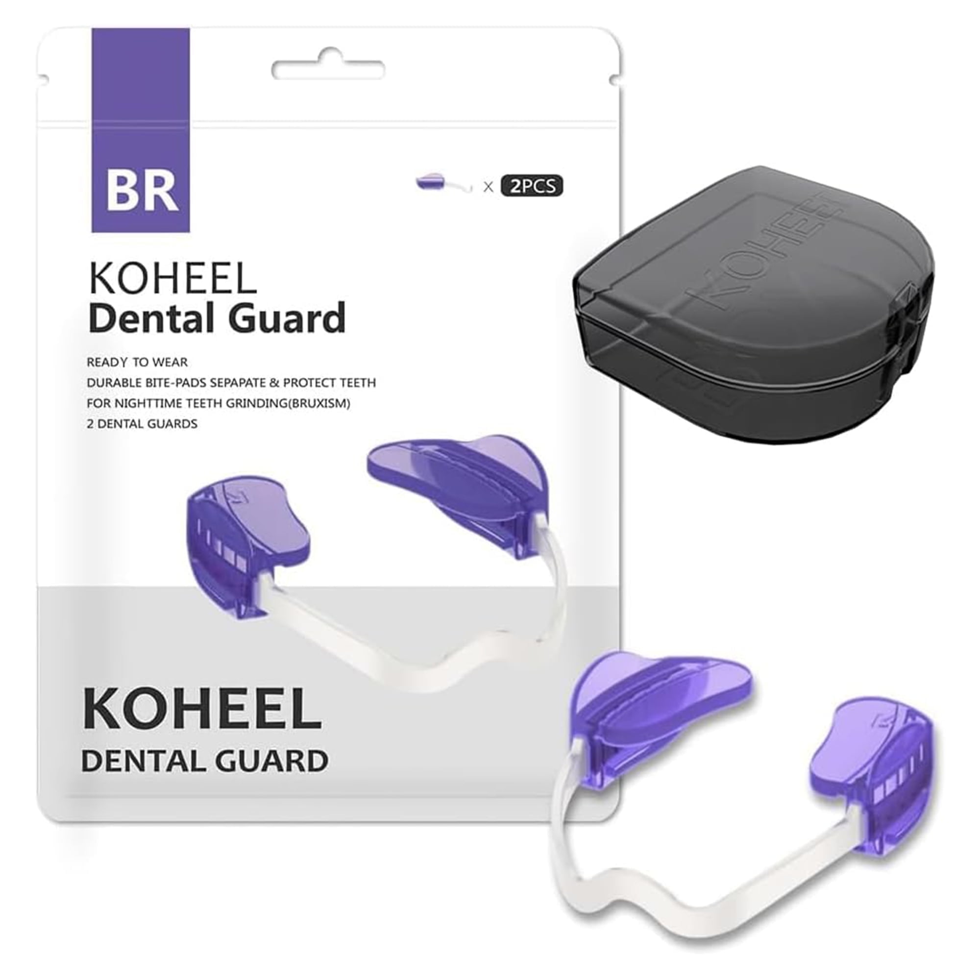 KOHEEL No-Boiling Adjustable Mouth Guard for Teeth Grinding and Clenching, Comfortable Night Guard for Bruxism Relief, TMJ Relief, and Sleep Improvement 2 Count with Box