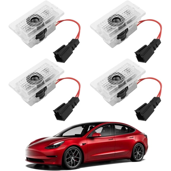 KOHIENWO Car Door Lights Logo Projector Compatible with Accessories for Model Y 3 X S, No Fade 4K-HD Puddle Lights Car Welcome Light 3D Laser Ghost Shadow Light (White Logo)
