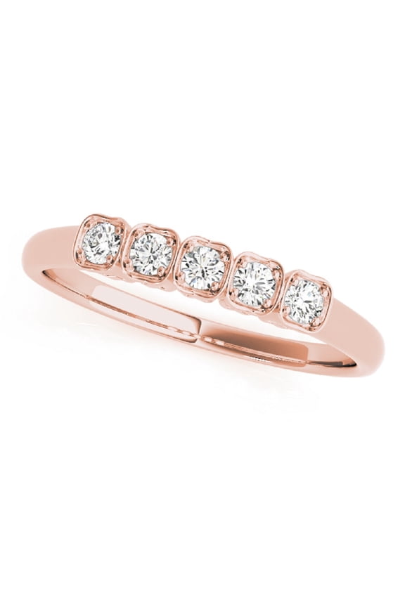 0.25 Ct 5-Stone FG/VVS1 Brilliant Diamond Band Ring in 14K Solid Gold