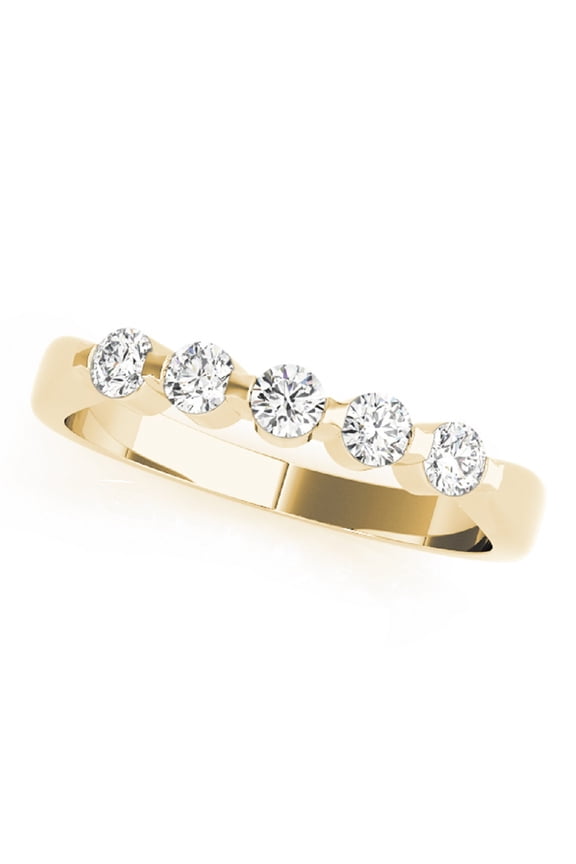 0.25 Ct 5-Stone FG/VVS1 Brilliant Diamond Band Ring in 14K Solid Gold