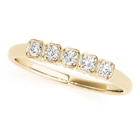 KOHINOORGEMS 0.25 Ct 5-Stone FG/VVS1 Brilliant Diamond Band Ring in 14K Solid Gold