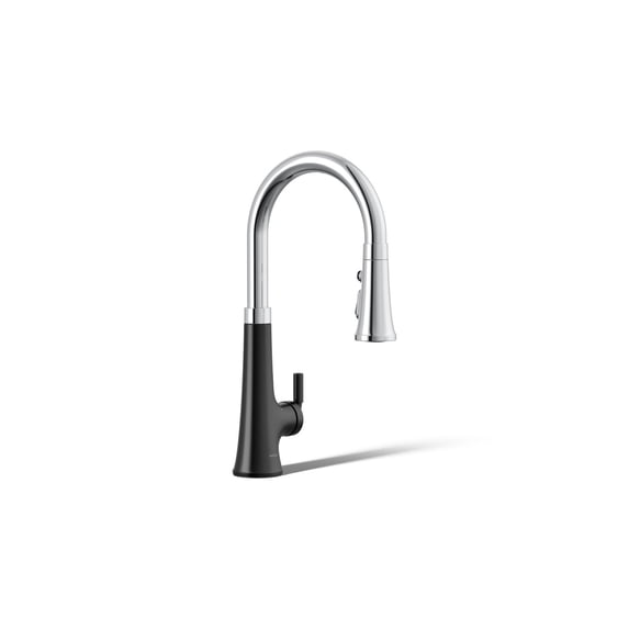KOHLER 23766-CBL Tone Pull Down Sprayer, Touchless Faucet for Kitchen Sink, Polished Chrome with Matte Black