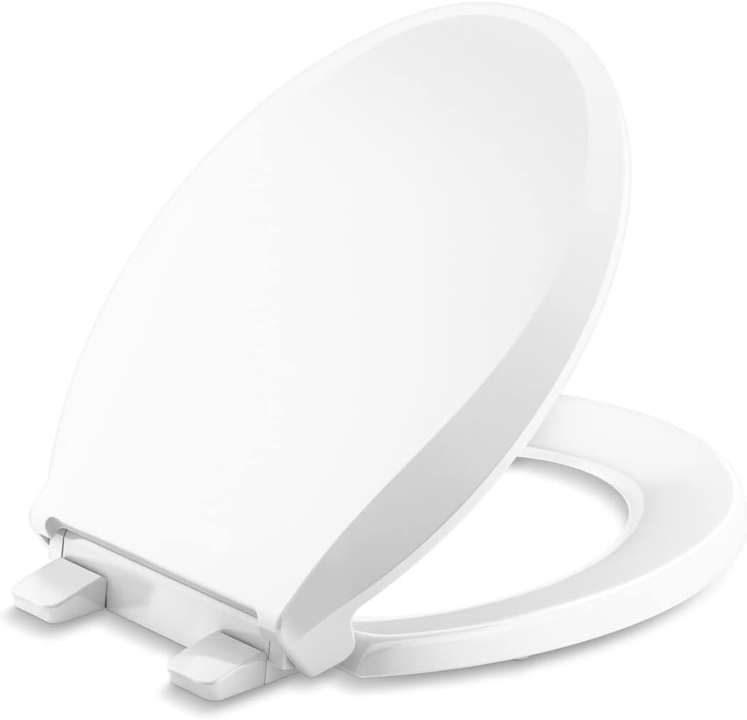 White Round-Front Toilet Seat with Quiet-Close Lid