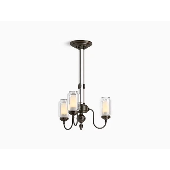 KOHLER Artifacts Chandelier Light Fixture, Three Chandelier Lighting, Adjustable Hanging Length, 3 Light - 3 Cords, Oil Rubbed Bronze