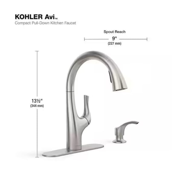 KOHLER Avi Single-Handle Pull Out Sprayer Kitchen Faucet in Vibrant Stainless