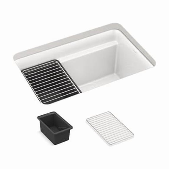Kohler 27787-CM6 27.5 x 18.31 x 12.62 in. 1-Bowl Cairn Undermount Utility Sink - Matte White