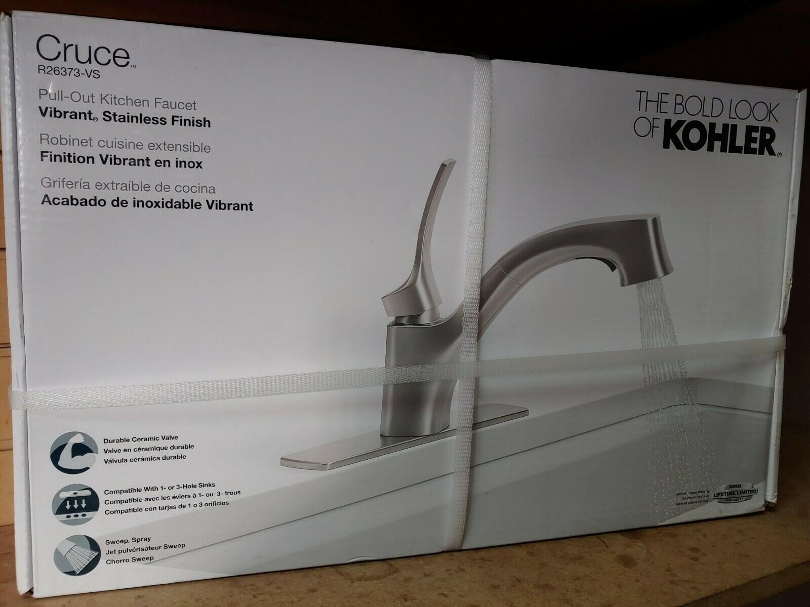 KOHLER Cruce R26373-VS Single Handle Pull Out Kitchen Faucet