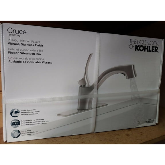 KOHLER Cruce R26373-VS Single Handle Pull Out Kitchen Faucet - Vibrant Stainless
