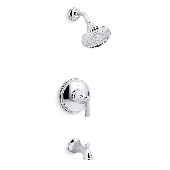 KOHLER Elliston Single-Handle 1-Spray Tub and Shower Faucet with 2.0 GPM Showerhead in Polished Chrome Valve Included