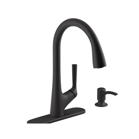 KOHLER Elmbrook Single-Handle Pull-Down Sprayer Kitchen Faucet in Matte Black