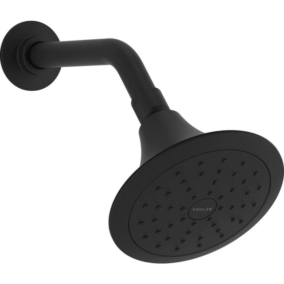 KOHLER Forte 1-Spray Patterns 5.5 in. Single Wall Mount Fixed Shower Head in Matte Black