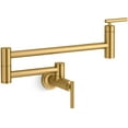 thumbnail image 1 of Kohler K-35745-2MB Wall Mount Contemporary Style Pot Filler, Vibrant Brushed Moderne Brass, 1 of 1