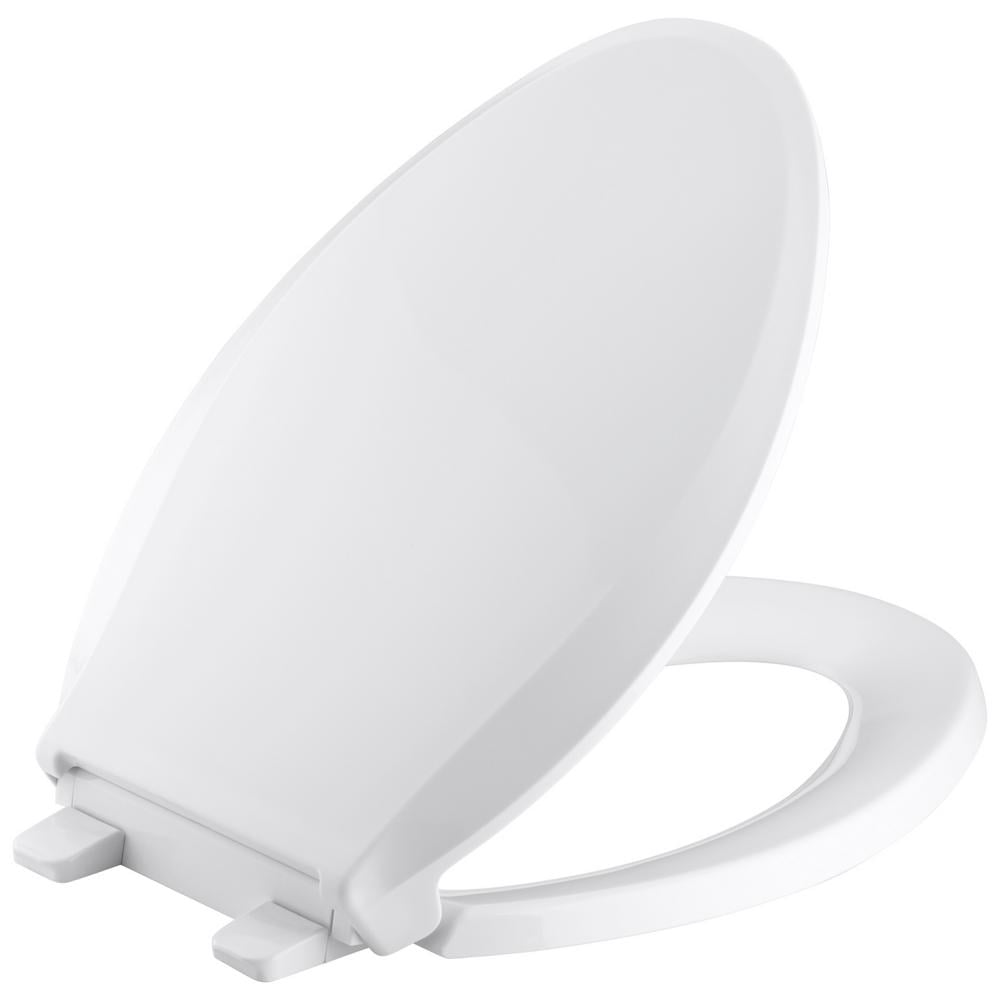 KOHLER K-4636-0 Cachet Quiet Close Toilet Seat, White, Elongated