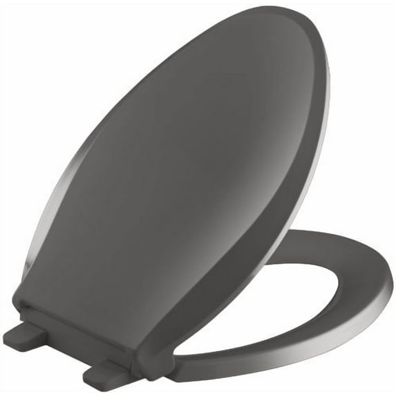 KOHLER K-4636-58 Cachet Quiet-Close with Grip-Tight Bumpers Elongated Toilet Seat, Thunder Grey