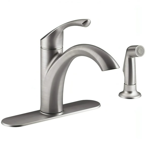 Kohler Mistos Single-Handle Standard Kitchen Faucet with Side Sprayer in Stainless Steel K-R72508-VS