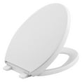 thumbnail image 1 of KOHLER Reveal Quiet-Close Elongated Closed Front Toilet Seat with Grip-Tight Bumpers in White, 1 of 4