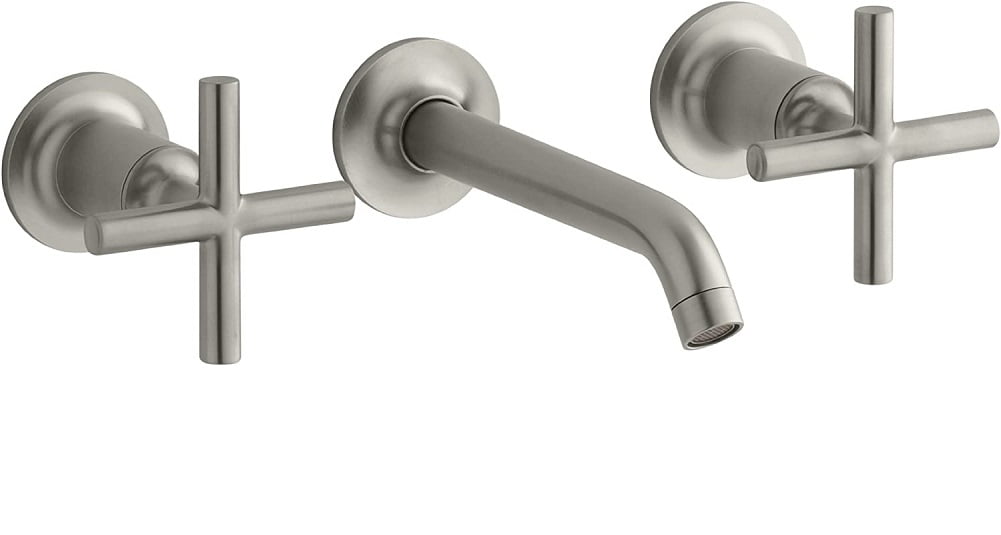 Purist Vibrant Brushed Nickel Wall-Mounted Double Handle Faucet