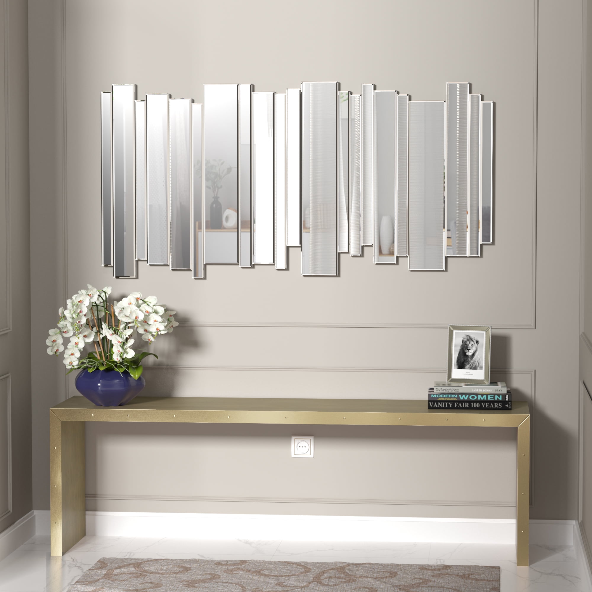 KOHROS 25" x 47" Large Rectangle Frameless Decorative Wall Mirrors for
