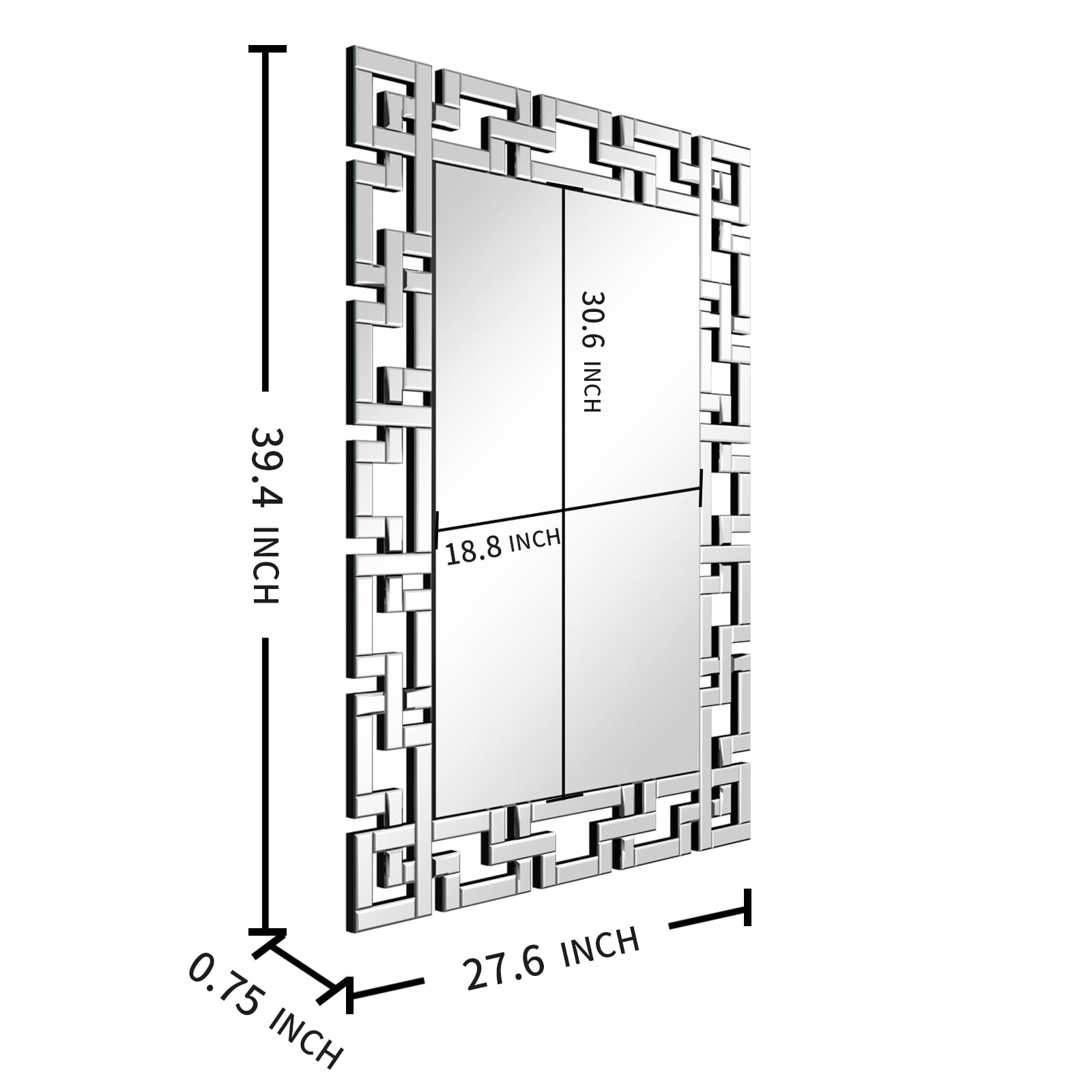 KOHROS Beveled Accent Wall Mirror Silver Middle Silver