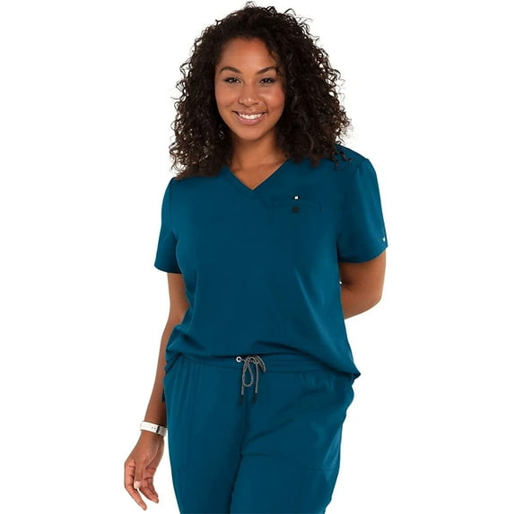 KOI Womens Ready to Work Top 4X-Large Caribbean Blue