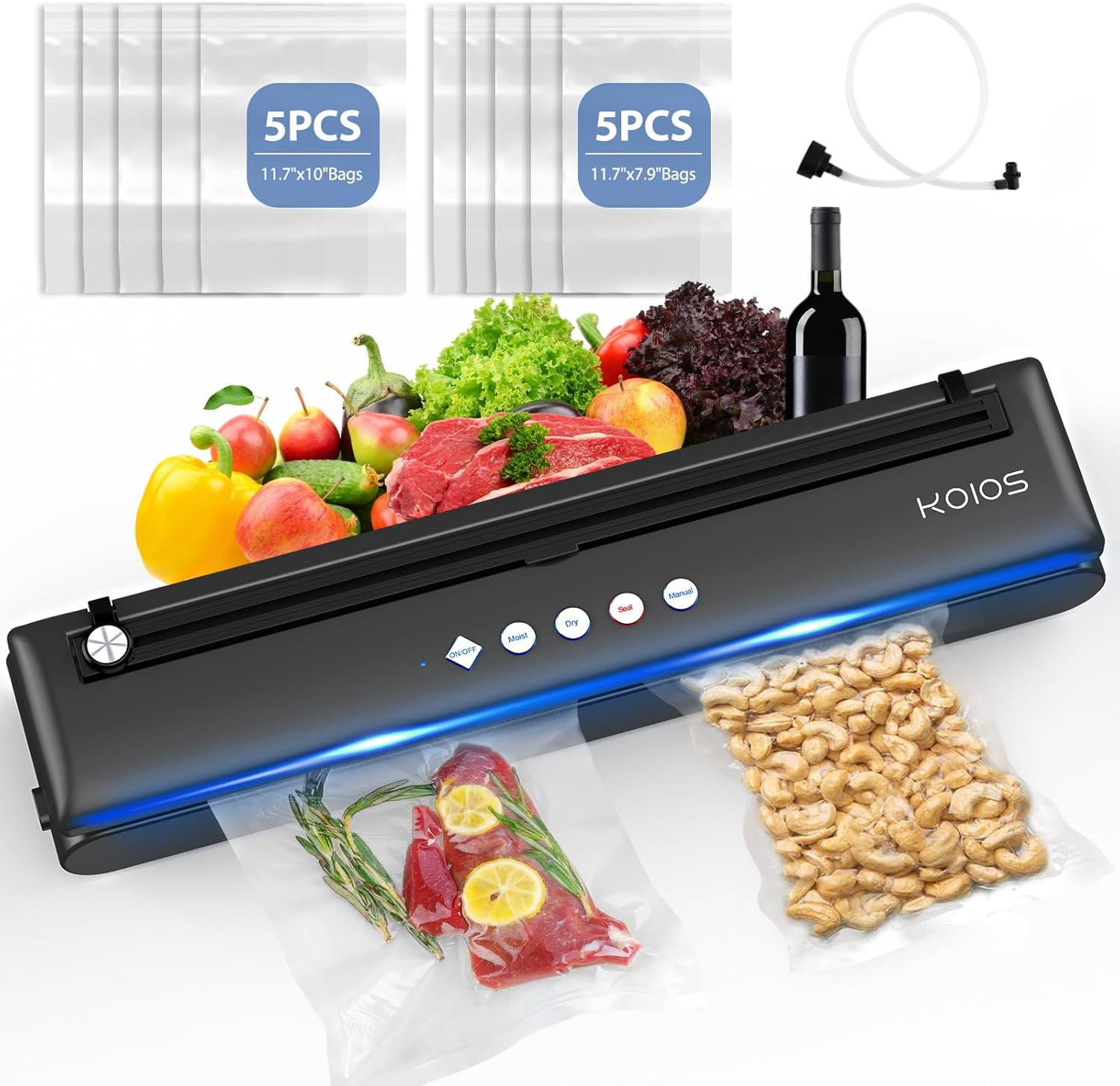 Compact Black Automatic Food Vacuum Sealer with Cutter