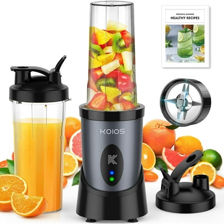 Smoothie Blender, 900W Personal Blender for Shakes and Smoothies for Kitchen with 2 No-BPA 22oz Portable Cups, Single Serve Smoothies Maker Mixer for Juices, Nutritious Recipe (Grey Blue)
