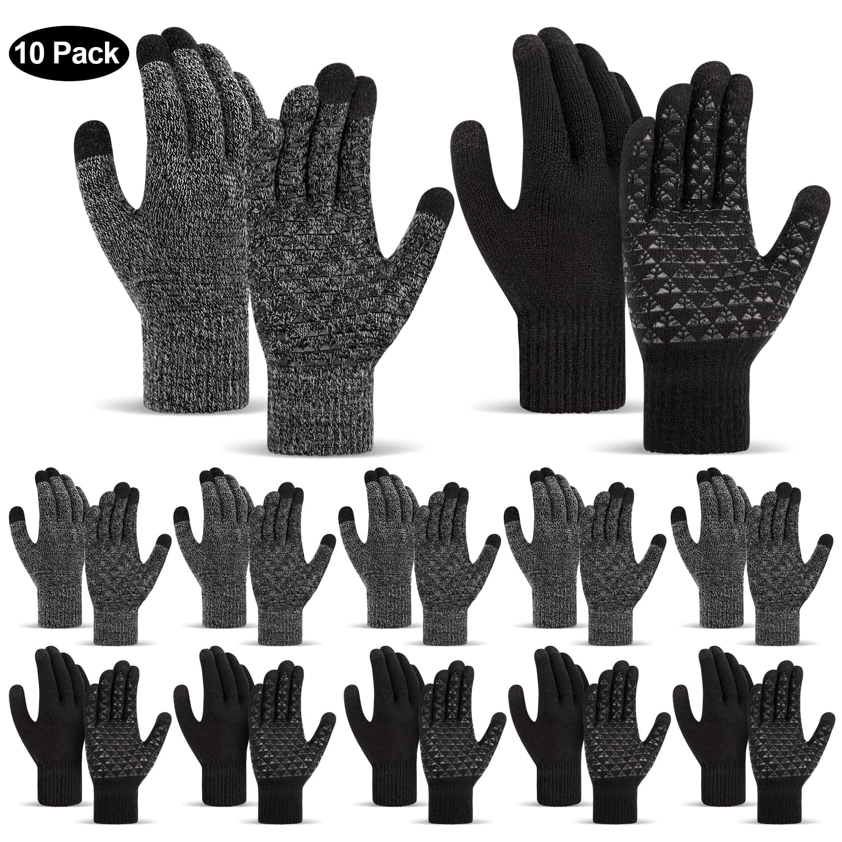 10 Pairs Winter Gloves for Women and Men, Warm Winter Touch Screen Gloves for Cold Weather