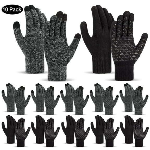 KOITHOT 10 Pairs Winter Gloves for Women and Men, Warm Winter Touch Screen Gloves for Cold Weather