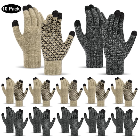 KOITHOT 10 Pairs Winter Gloves for Women and Men, Warm Winter Touch Screen Gloves for Cold Weather