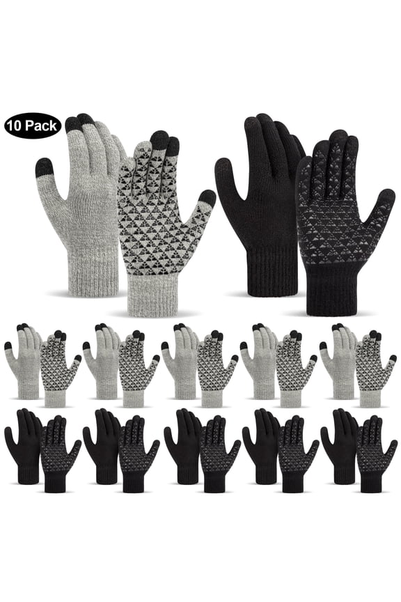 10 Pairs Winter Gloves for Women and Men, Warm Winter Touch Screen Gloves for Cold Weather