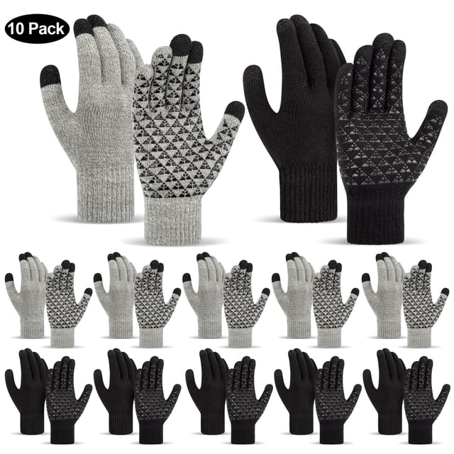KOITHOT 10 Pairs Winter Gloves for Women and Men, Warm Winter Touch Screen Gloves for Cold Weather
