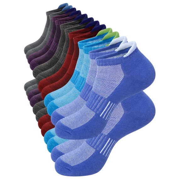 KOITHOT 12 Pairs Men Ankle Socks for Mens Cushioned Socks Athletic Running Size 10-13
