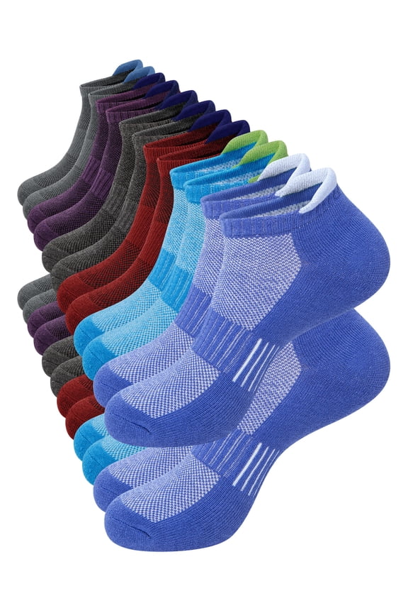 12 Pairs Men Ankle Socks for Mens Cushioned Socks Athletic Running Size 10-13