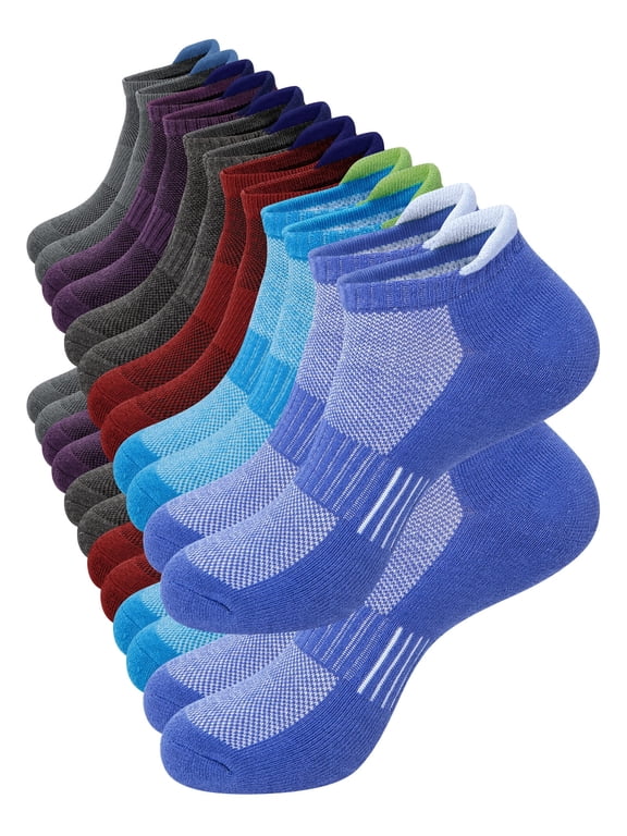 12 Pairs Men Ankle Socks for Mens Cushioned Socks Athletic Running Size 6-9