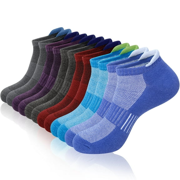 KOITHOT 12 Pairs Men Ankle Socks for Mens Black Cushioned Socks Athletic Running Size 6-9