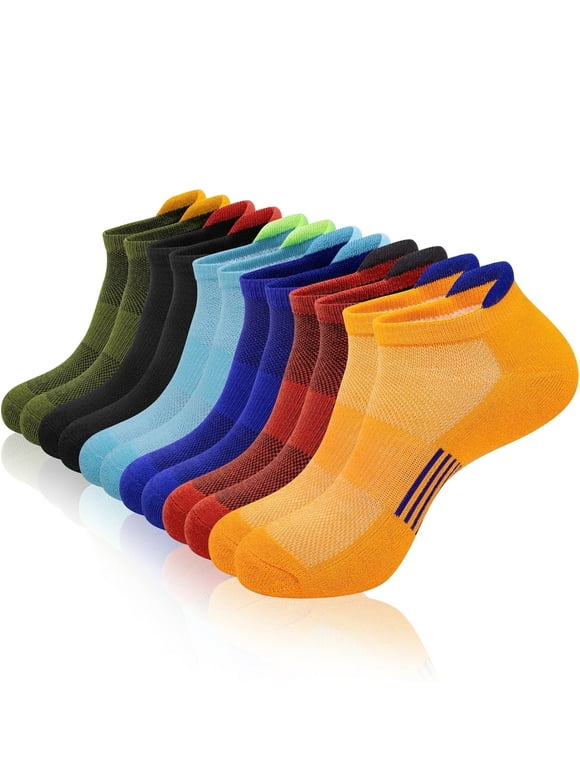 12 Pairs Men Ankle Socks for Mens Black Cushioned Socks Athletic Running Size 10-13