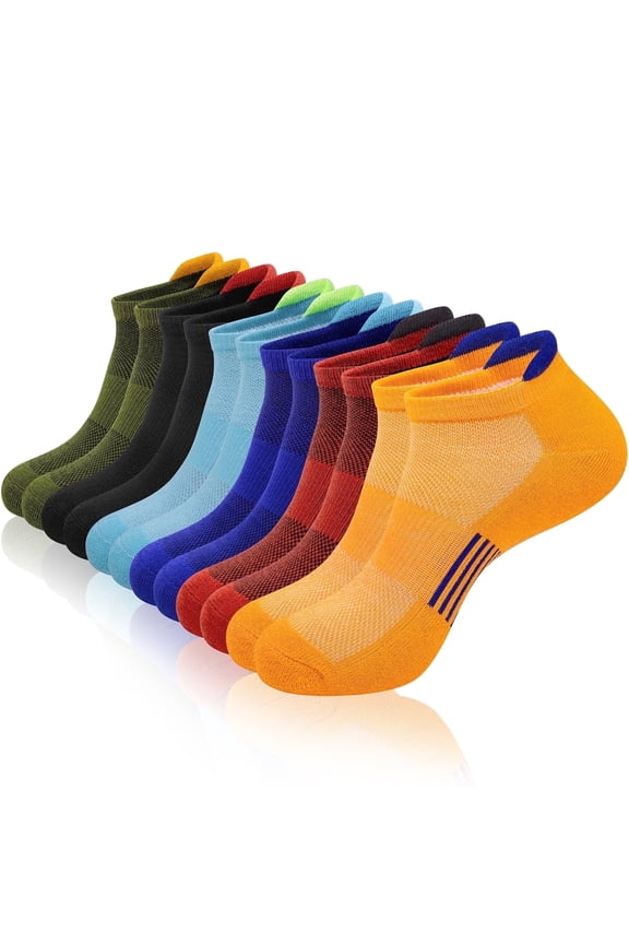 12 Pairs Men Ankle Socks for Mens Black Cushioned Socks Athletic Running Size 10-13