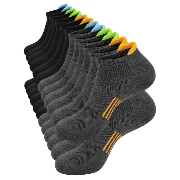 KOITHOT 12 Pairs Men Ankle Socks for Mens Cushioned Socks Athletic Running Size 10-13