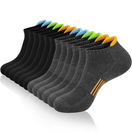 KOITHOT 12 Pairs Men Ankle Socks for Mens Black Cushioned Socks Athletic Running Size 10-13