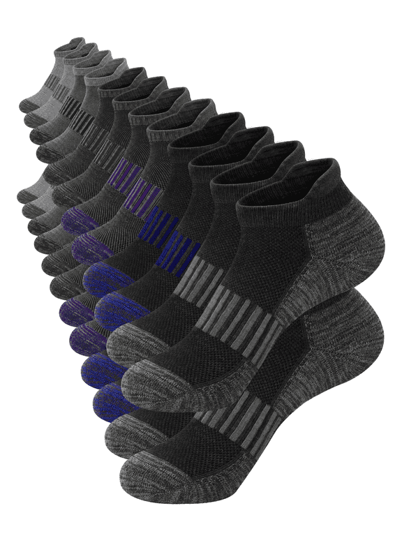 12 Pair Men Ankle Socks Cushioned Breathable Low Cut Athletic Socks for Men Size 10-13