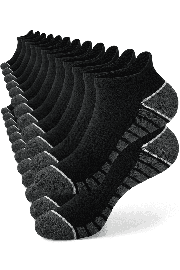 12 Pairs Mens Socks Ankle Cushioned Sport Low Cut Socks Athletic Running Size 10-13