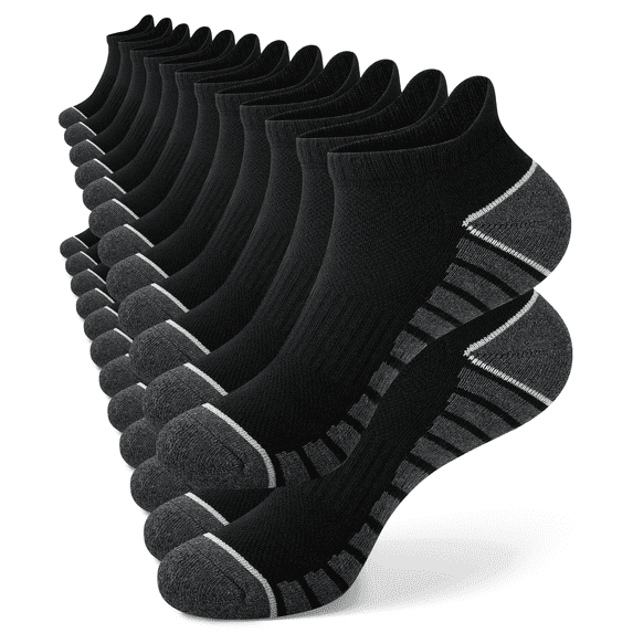 KOITHOT 12 Pairs Mens Socks Ankle Cushioned Sport Low Cut Socks Athletic Running Size 10-13