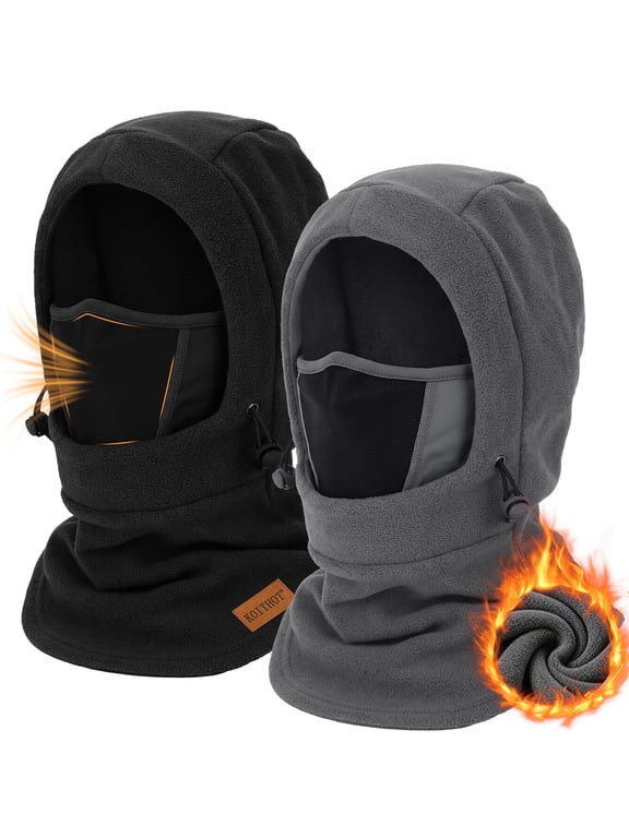 2 Pcs Winter Balaclava Ski Mask for Men Women, Cold Weather Warm Windproof Full Face Mask Neck Warmer, Thermal Fleece Face Covering for Skiing Outdoor Work