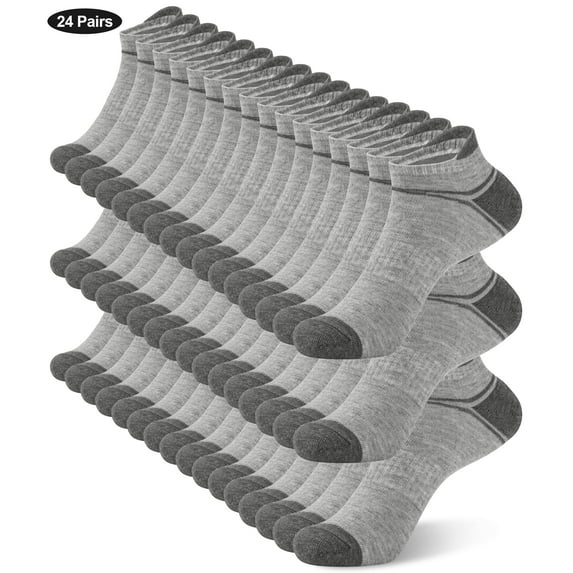 KOITHOT 24 Pairs Men Ankle Socks, Low Cut Comfortable Lightweight Running Socks for Men Size 6-9